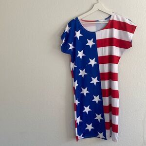 Patriotic star pride flag scoop neck dress
